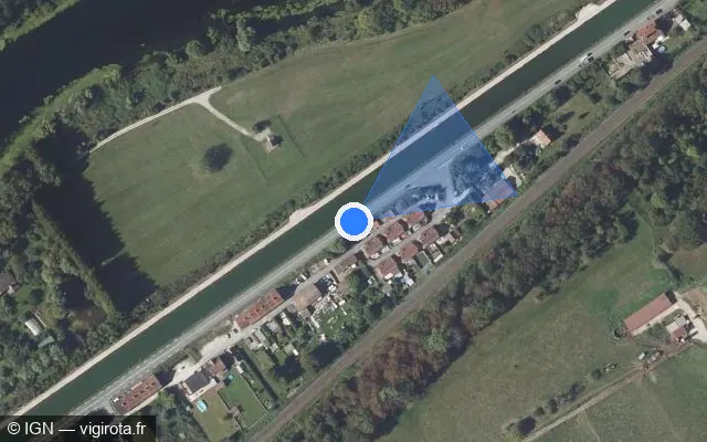 Vue satellite de l'emplacement du radar tourelle à Étouvans