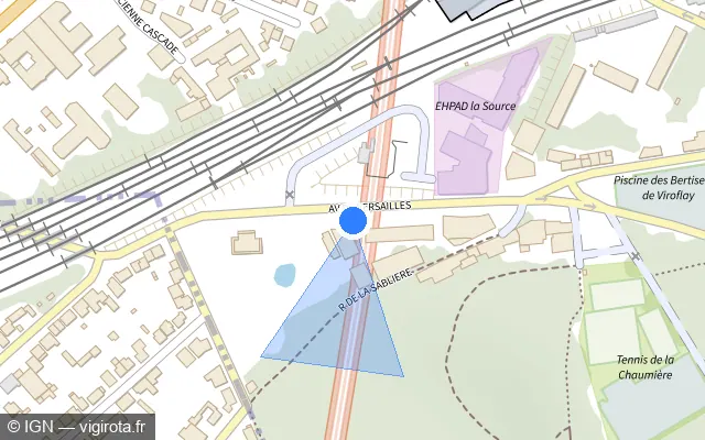 Vue plan de l'emplacement du radar fixe à Viroflay