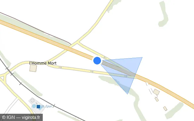 Vue plan de l'emplacement du radar tourelle à Épenoy
