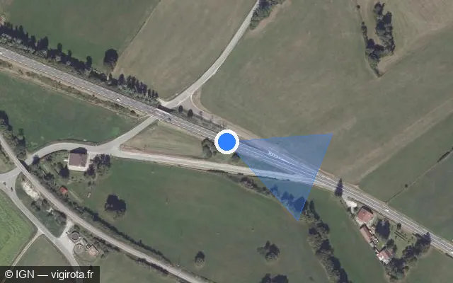 Vue satellite de l'emplacement du radar tourelle à Épenoy