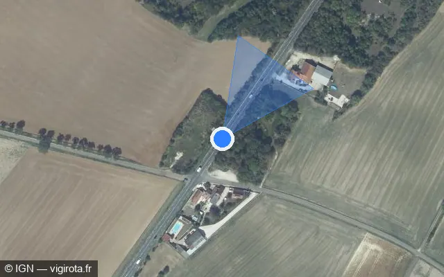 Vue satellite de l'emplacement du radar tourelle à Marsannay-le-Bois