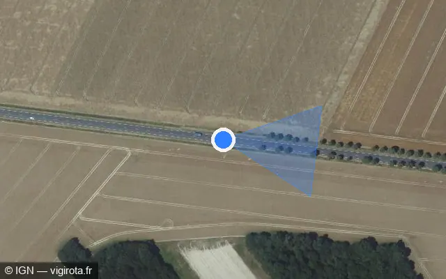 Vue satellite de l'emplacement du radar tourelle à Mandres