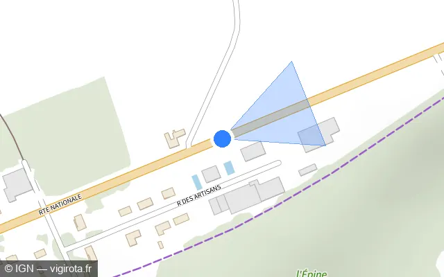 Vue plan de l'emplacement du radar tourelle à Ciron