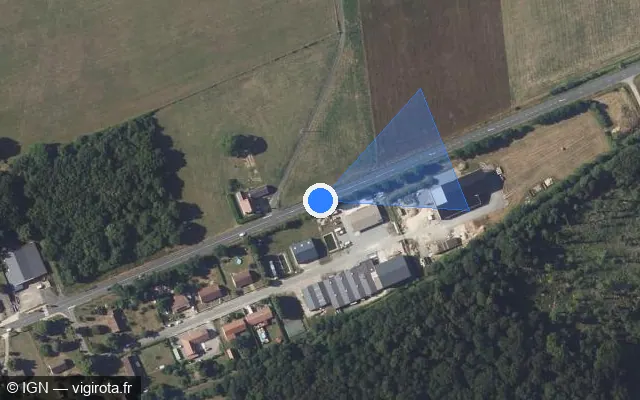 Vue satellite de l'emplacement du radar tourelle à Ciron