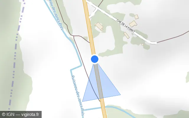 Vue plan de l'emplacement du radar tourelle à Menotey