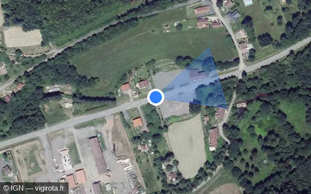 Vue satellite de l'emplacement du radar tourelle à Moyenmoutier