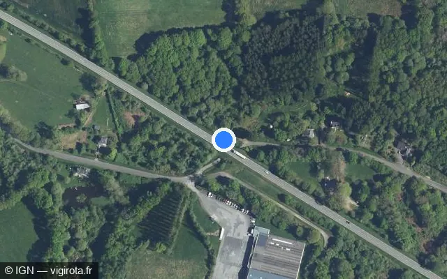 Vue satellite de l'emplacement du radar tourelle à Rostrenen