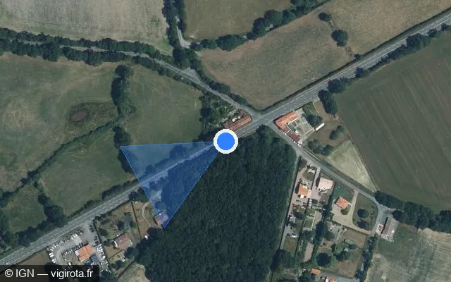 Vue satellite de l'emplacement du radar tourelle à La Ferrière
