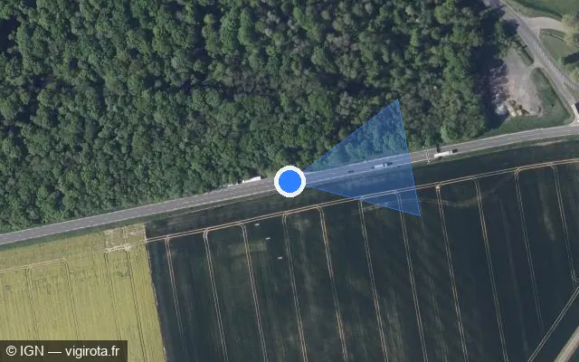 Vue satellite de l'emplacement du radar tourelle à Neuvy