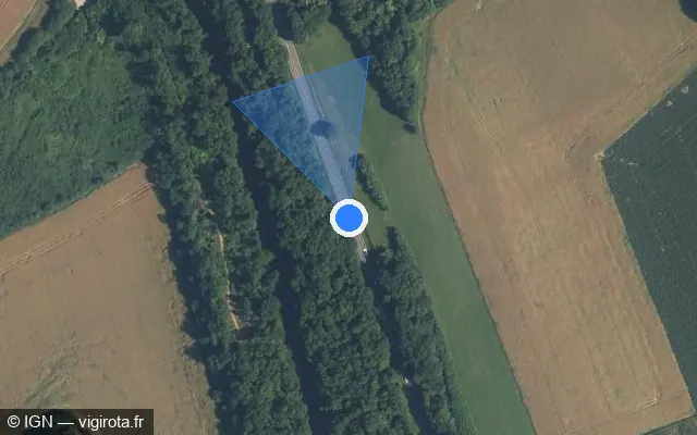 Vue satellite de l'emplacement du radar tourelle à Bellenglise