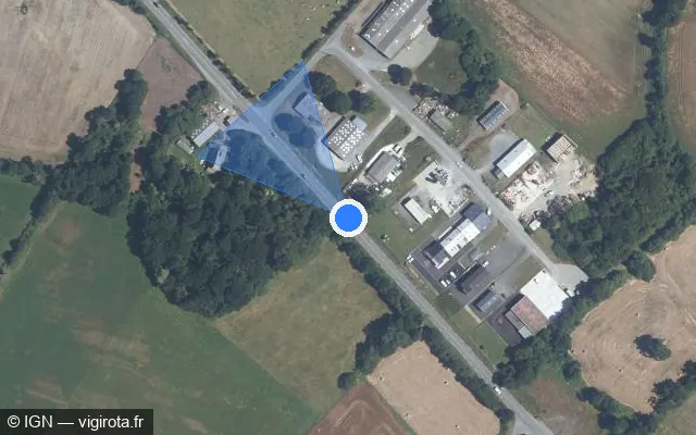 Vue satellite de l'emplacement du radar tourelle à Lannebert