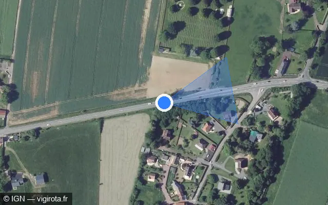 Vue satellite de l'emplacement du radar tourelle à Saint-Manvieu-Norrey