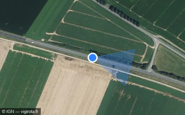 Vue satellite de l'emplacement du radar tourelle à Bouchoir