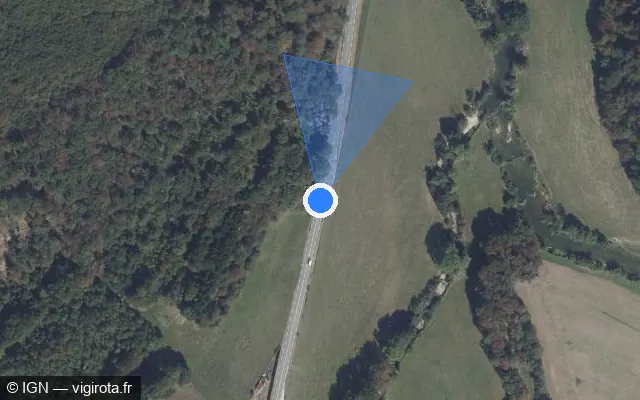 Vue satellite de l'emplacement du radar tourelle à Pont-les-Moulins