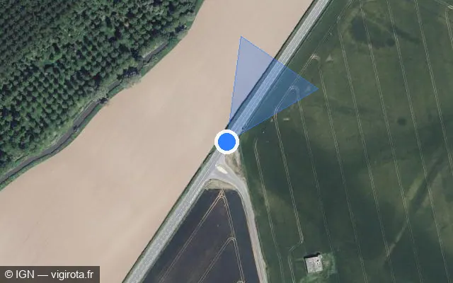 Vue satellite de l'emplacement du radar tourelle à Vendeuvre
