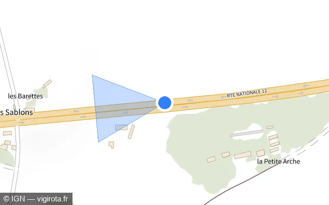 Vue plan de l'emplacement du radar tourelle à Courteilles