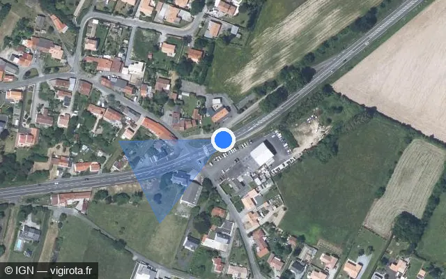 Vue satellite de l'emplacement du radar tourelle à Oudon