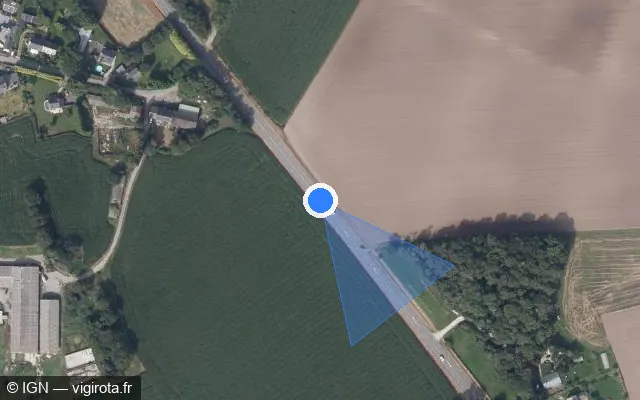 Vue satellite de l'emplacement du radar tourelle à Gestel