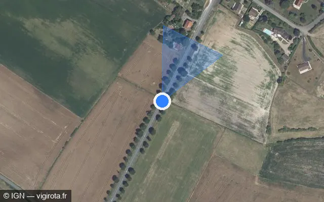 Vue satellite de l'emplacement du radar tourelle à Châtillon-sur-Indre