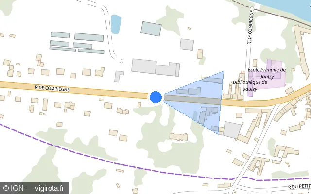 Vue plan de l'emplacement du radar tourelle à Jaulzy