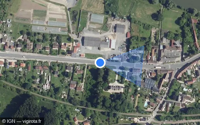 Vue satellite de l'emplacement du radar tourelle à Jaulzy