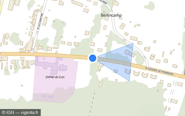 Vue plan de l'emplacement du radar tourelle à Cuts