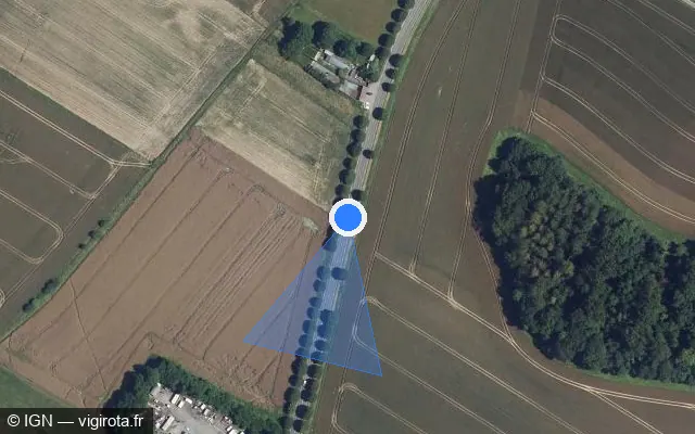Vue satellite de l'emplacement du radar tourelle à Noyon