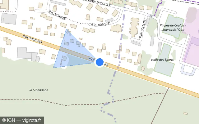 Vue plan de l'emplacement du radar tourelle à Couloisy