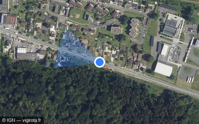 Vue satellite de l'emplacement du radar tourelle à Couloisy