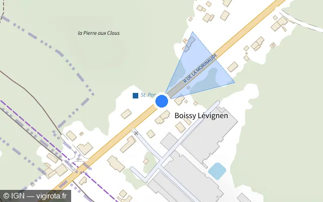 Vue plan de l'emplacement du radar tourelle à Lévignen