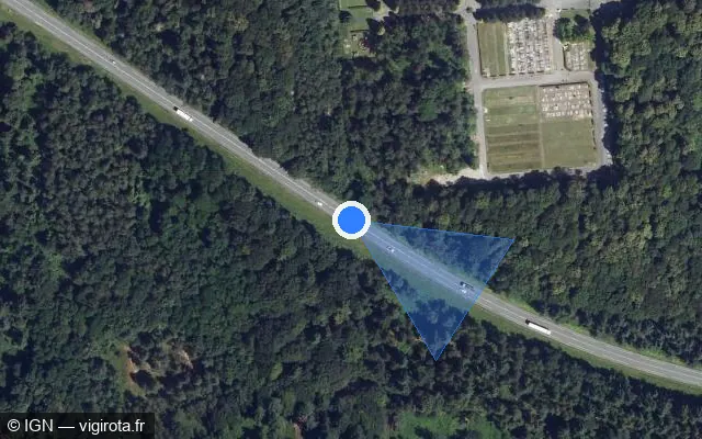 Vue satellite de l'emplacement du radar tourelle à Apremont