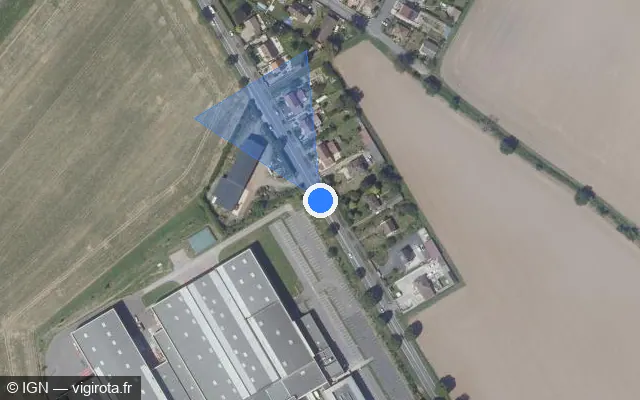 Vue satellite de l'emplacement du radar tourelle à Lagny-le-Sec