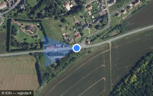 Vue satellite de l'emplacement du radar tourelle à Tartigny