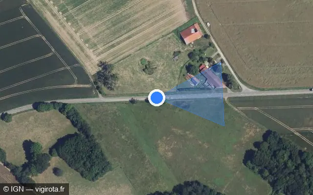 Vue satellite de l'emplacement du radar tourelle à Tricot