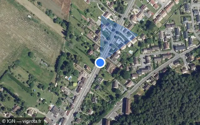 Vue satellite de l'emplacement du radar tourelle à Fleurines