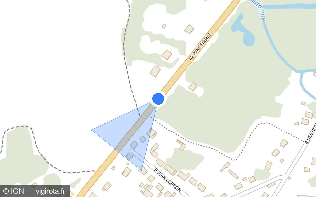 Vue plan de l'emplacement du radar tourelle à Verberie