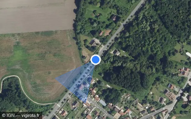 Vue satellite de l'emplacement du radar tourelle à Verberie