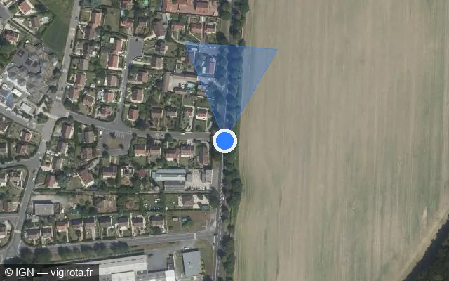 Vue satellite de l'emplacement du radar tourelle à La Chapelle-en-Serval