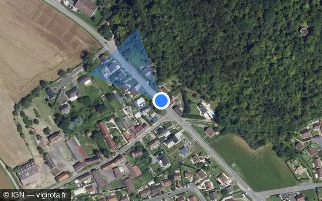 Vue satellite de l'emplacement du radar tourelle à Blaincourt-lès-Précy