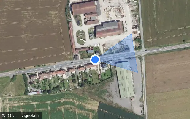 Vue satellite de l'emplacement du radar tourelle à Fresnoy-le-Luat