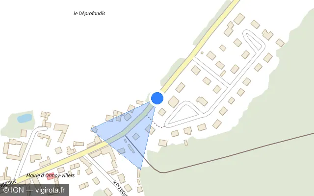 Vue plan de l'emplacement du radar tourelle à Ormoy-Villers
