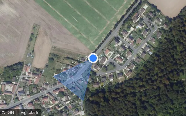 Vue satellite de l'emplacement du radar tourelle à Ormoy-Villers