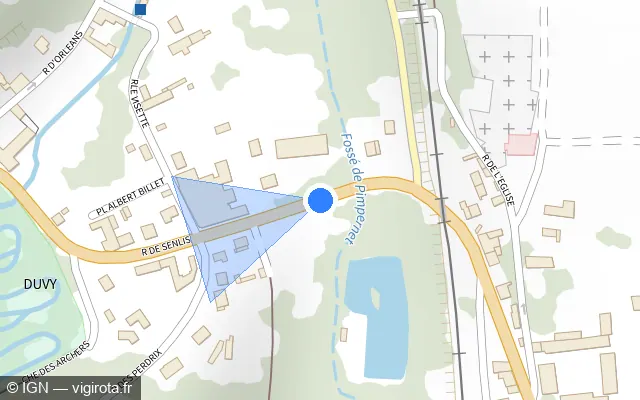 Vue plan de l'emplacement du radar tourelle à Duvy