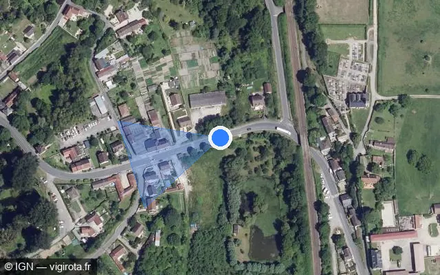 Vue satellite de l'emplacement du radar tourelle à Duvy