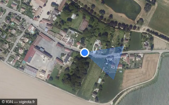 Vue satellite de l'emplacement du radar tourelle à Chèvreville