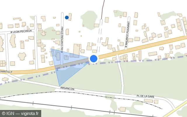 Vue plan de l'emplacement du radar tourelle à Vaumoise