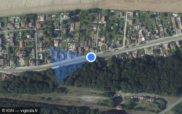 Vue satellite de l'emplacement du radar tourelle à Vaumoise