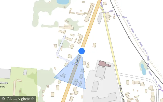 Vue plan de l'emplacement du radar tourelle à Estrées-Saint-Denis