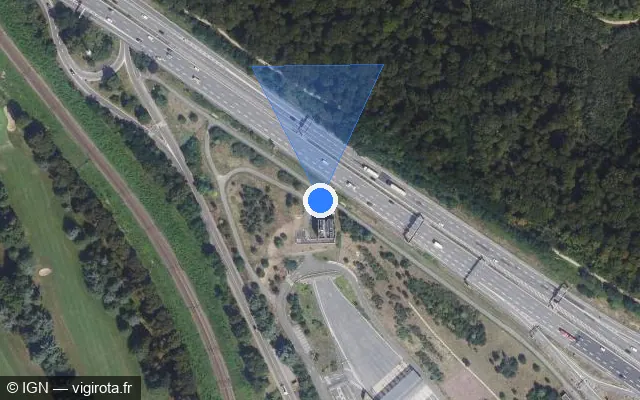 Vue satellite de l'emplacement du radar fixe à Jouy-en-Josas