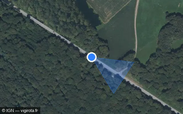 Vue satellite de l'emplacement du radar tourelle à Vallerois-le-Bois